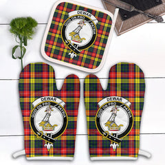 Clan Dewar Tartan Crest Oven Mitt And Pot Holder (2 Oven Mitts + 1 Pot Holder) NG53 Clan Dewar Tartan Today   
