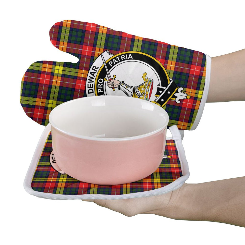 Clan Dewar Tartan Crest Oven Mitt And Pot Holder (2 Oven Mitts + 1 Pot Holder) NG53 Clan Dewar Tartan Today   