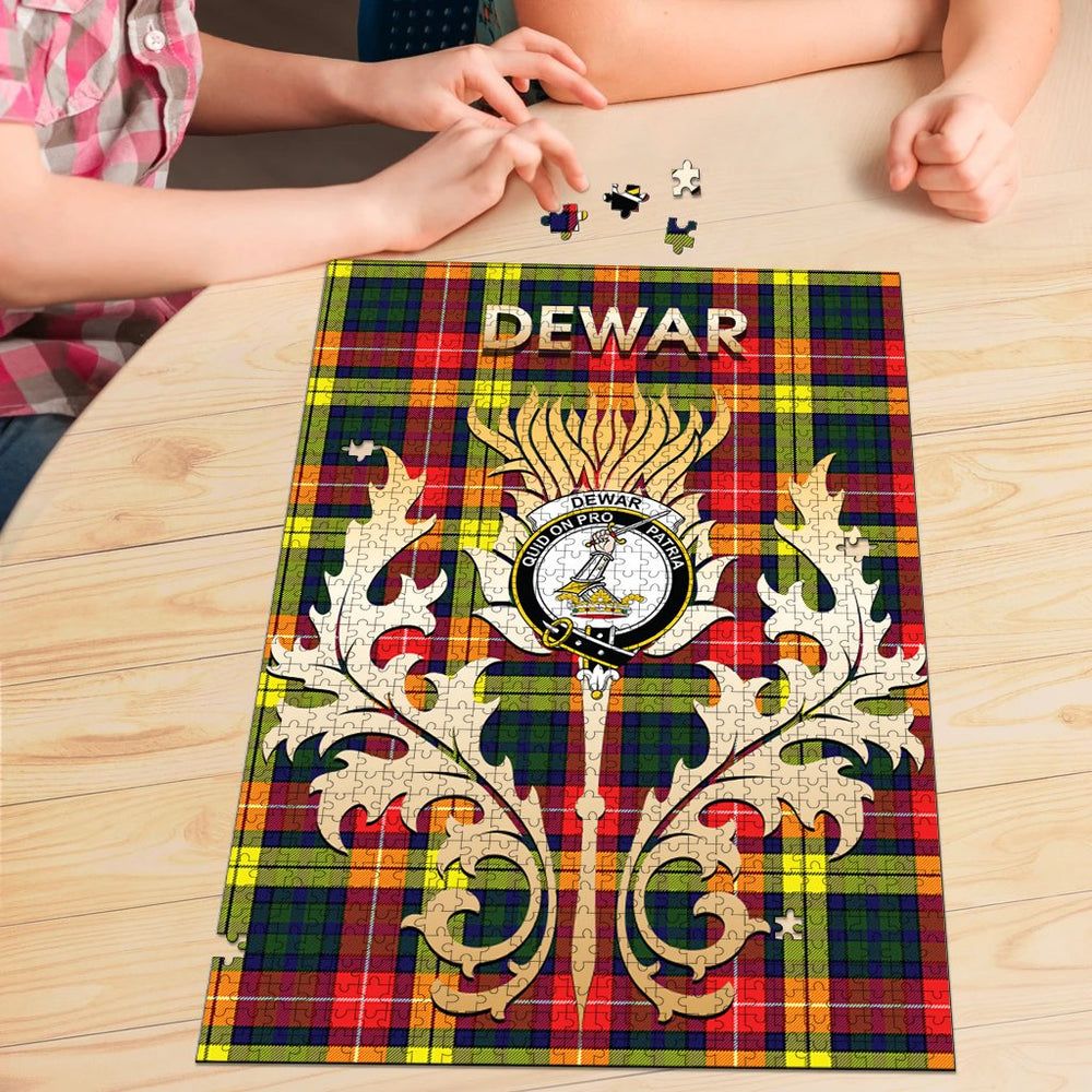 Clan Dewar Tartan Crest Thistle Jigsaw Puzzles Gift For Family TZ45 Clan Dewar Tartan Today   