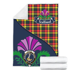 Clan Dewar Tartan Crest Premium Blanket Thistle Style CB84 Clan Dewar Tartan Today   