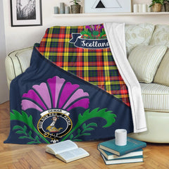 Clan Dewar Tartan Crest Premium Blanket Thistle Style CB84 Clan Dewar Tartan Today   