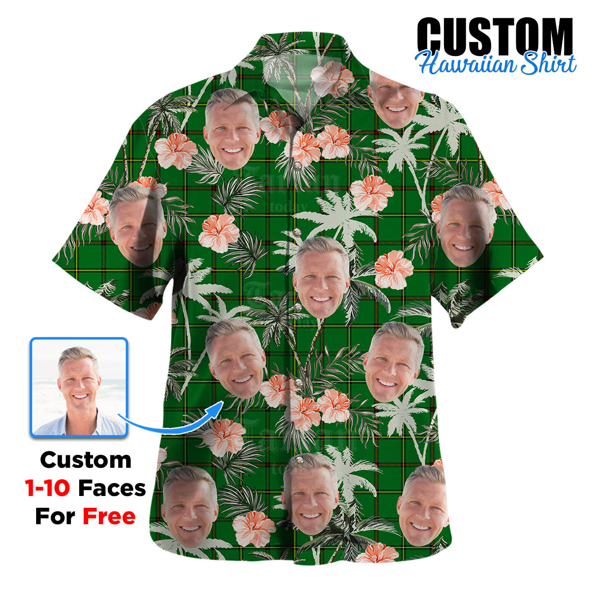 Clan Don (Tribe-of-Mar) Tartan Custom Face Hawaiian Shirt – Unisex Gift for Family Members, Summer Party GT61 Don (Tribe-of-Mar) Tartan Tartan Hawaii Shirt