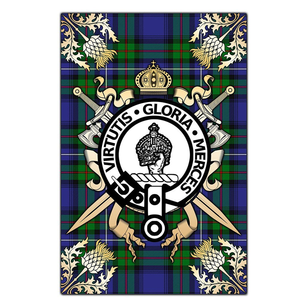 Clan Donnachaidh Tartan Crest Black Garden Flag  - Gold Thistle  AY94 Clan Don Tartan Today   