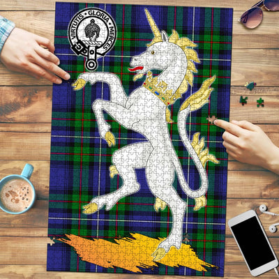 Clan Donnachaidh Tartan Crest Unicorn Scotland Jigsaw Puzzles Gift For Family