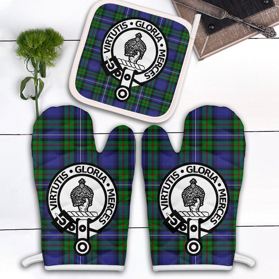 Clan Donnachaidh Tartan Crest Oven Mitt And Pot Holder (2 Oven Mitts + 1 Pot Holder)