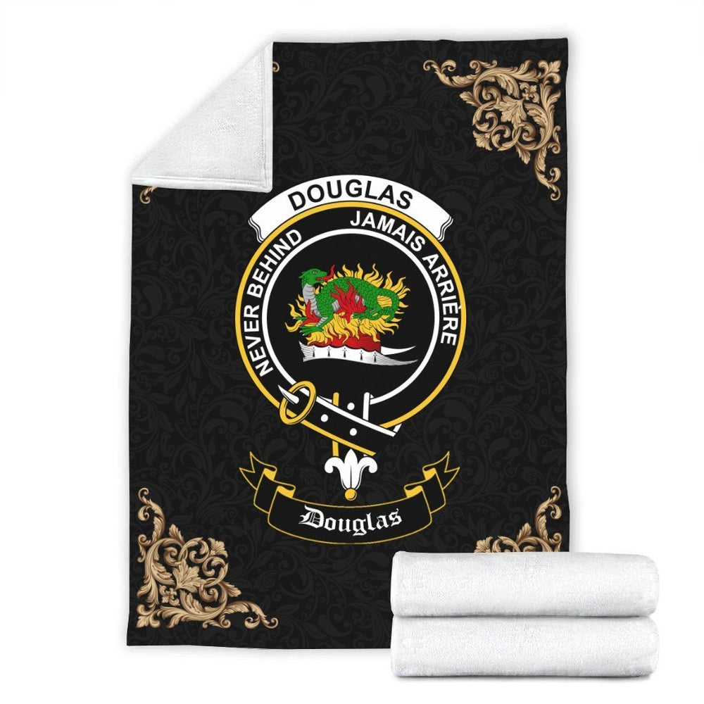 Clan Douglas Crest Tartan Premium Blanket Black NO69 Clan Douglas Tartan Today   