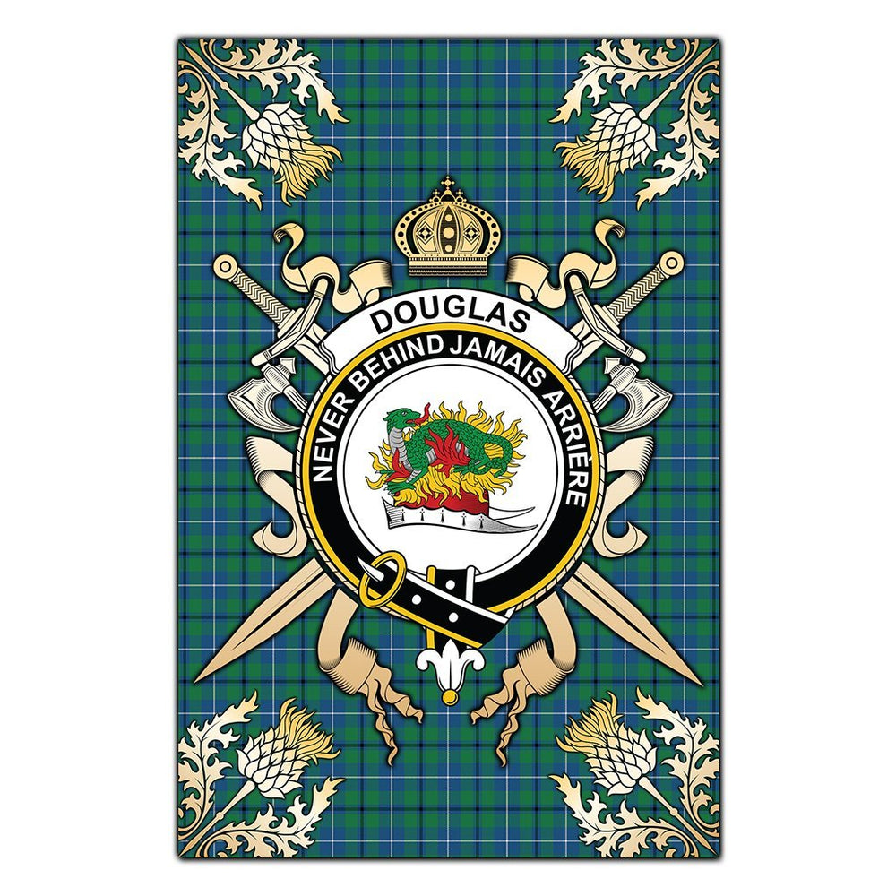 Clan Douglas Ancient Tartan Crest Black Garden Flag  - Gold Thistle  JZ73 Clan Douglas Tartan Today   