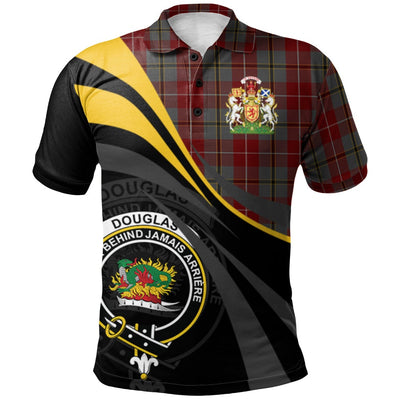 Clan Douglas Ancient Red Tartan Polo Shirt - Royal Coat Of Arms Style