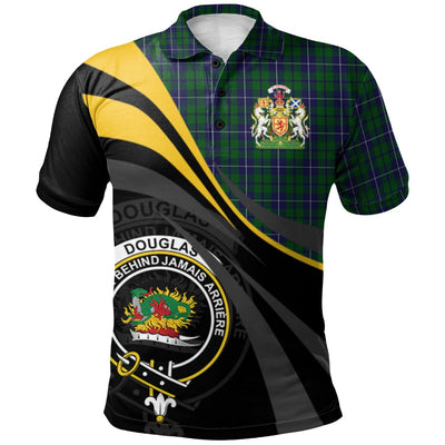 Clan Douglas Green Tartan Polo Shirt - Royal Coat Of Arms Style