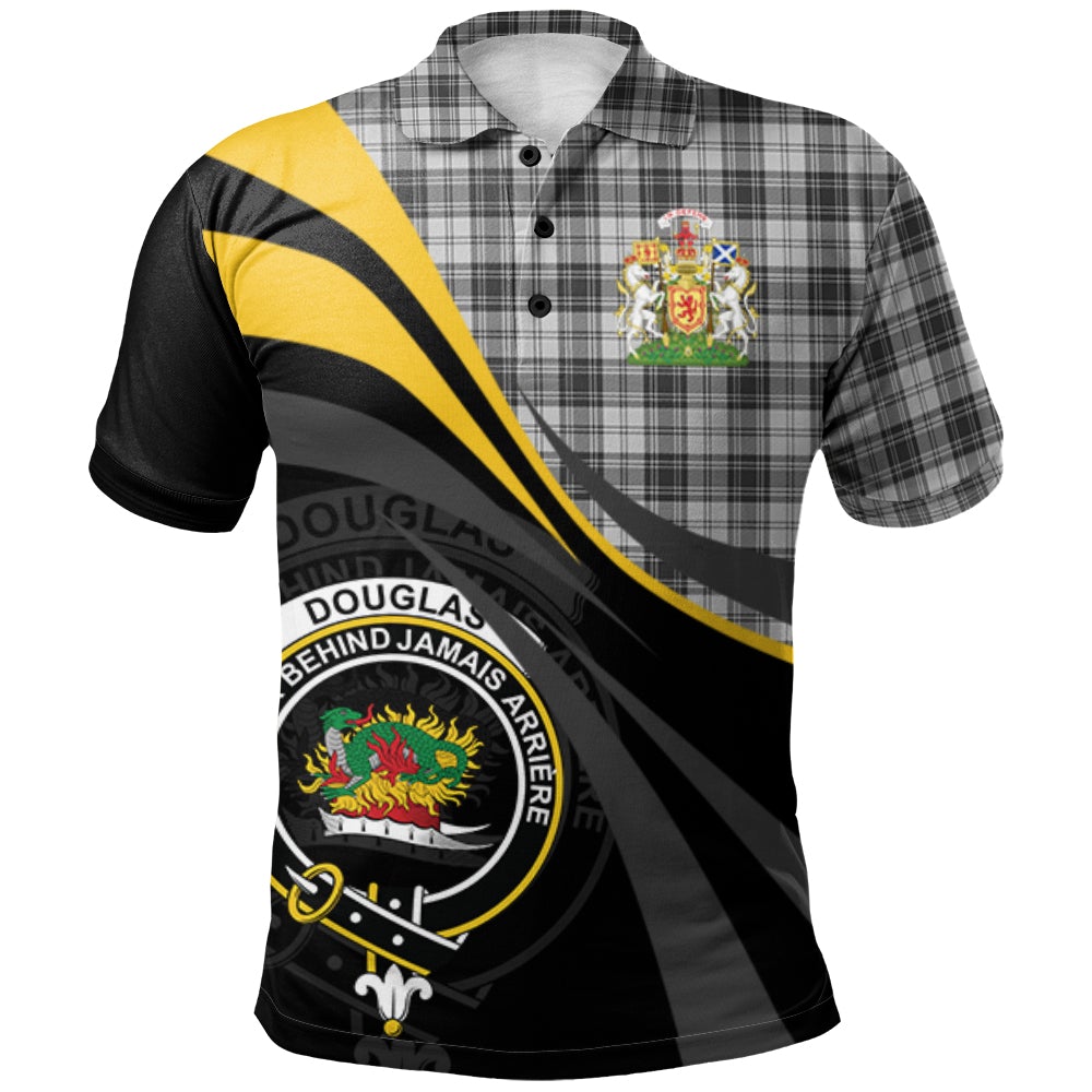 Clan Douglas Grey Modern Tartan Polo Shirt - Royal Coat Of Arms Style DO59 Douglas Grey Modern Tartan Tartan Polo   