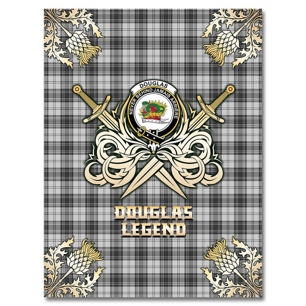 Clan Douglas Grey Modern Tartan Gold Courage Symbol Blanket DL35 Clan Douglas Tartan Today   