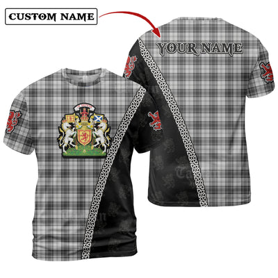 Personalized Clan Douglas Grey Modern Tartan Shirt with Scotland Coat of Arms & Custom Name GB71
