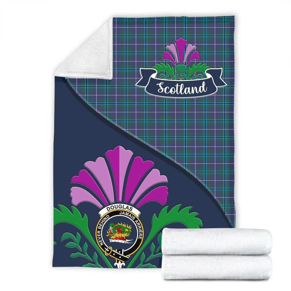 Clan Douglas Tartan Crest Premium Blanket Thistle Style PW89 Clan Douglas Tartan Today   