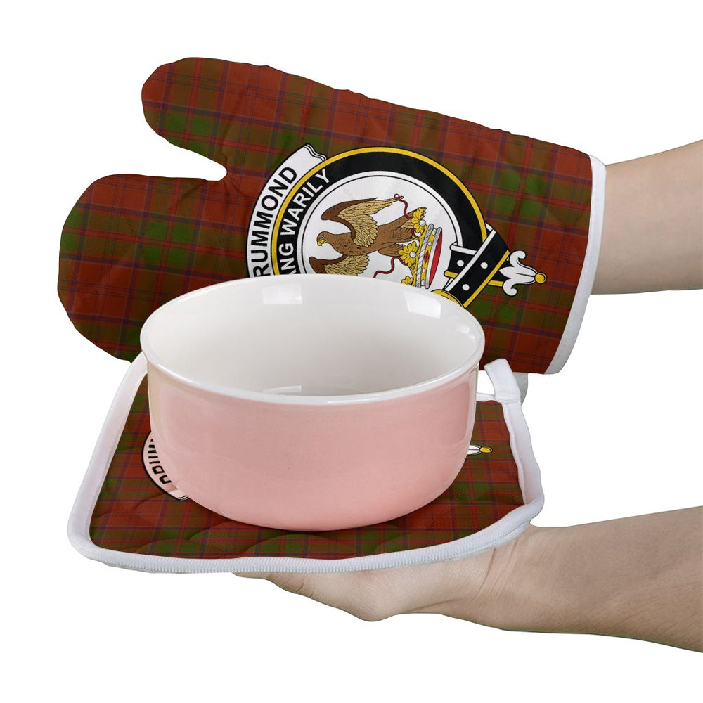 Clan Drummond Tartan Crest Oven Mitt And Pot Holder (2 Oven Mitts + 1 Pot Holder) MG16 Clan Drummond Tartan Today   