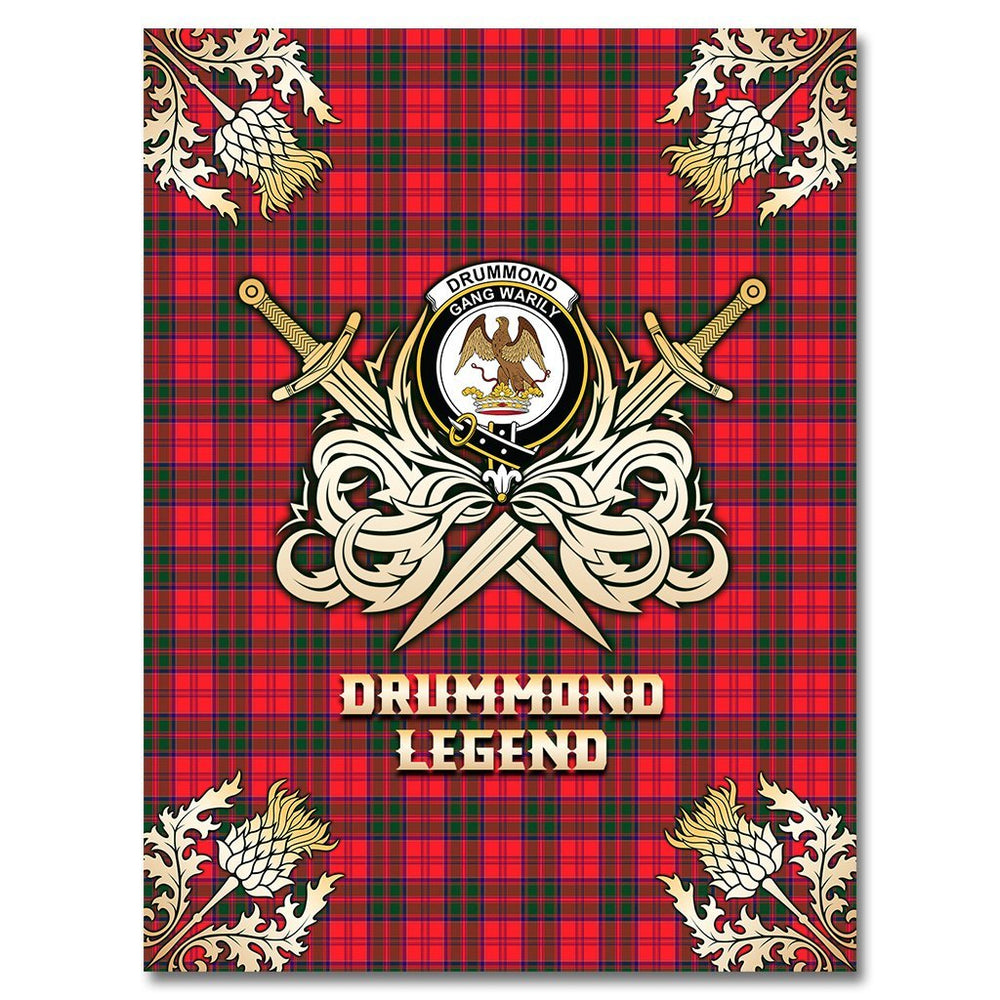 Clan Drummond Modern Tartan Gold Courage Symbol Blanket JG16 Clan Drummond Tartan Today   