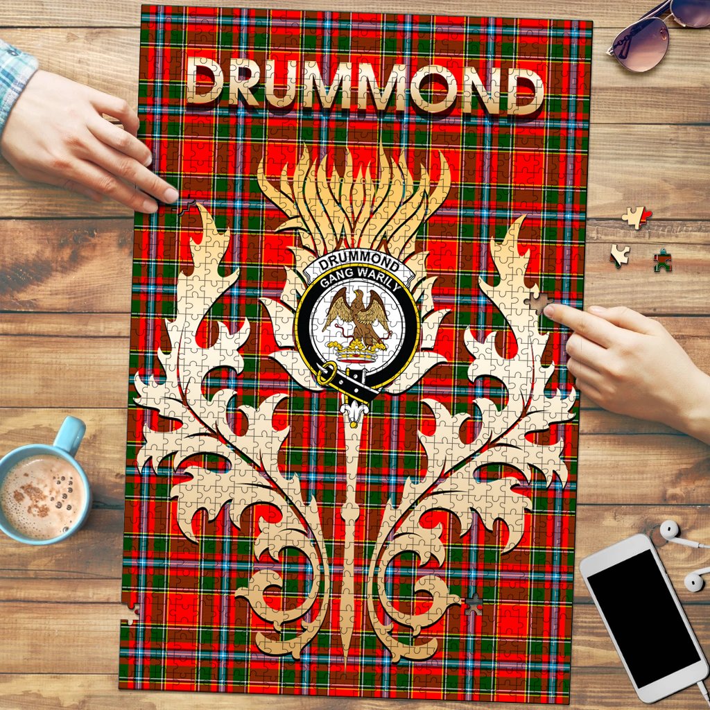 Clan Drummond of Perth Tartan Crest Thistle Jigsaw Puzzles Gift For Family HM97 Clan Drummond Tartan Today   