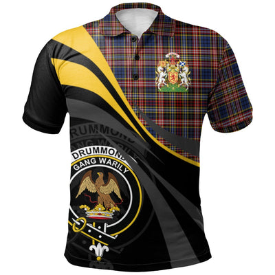 Clan Drummond of Strathallen Tartan Polo Shirt - Royal Coat Of Arms Style