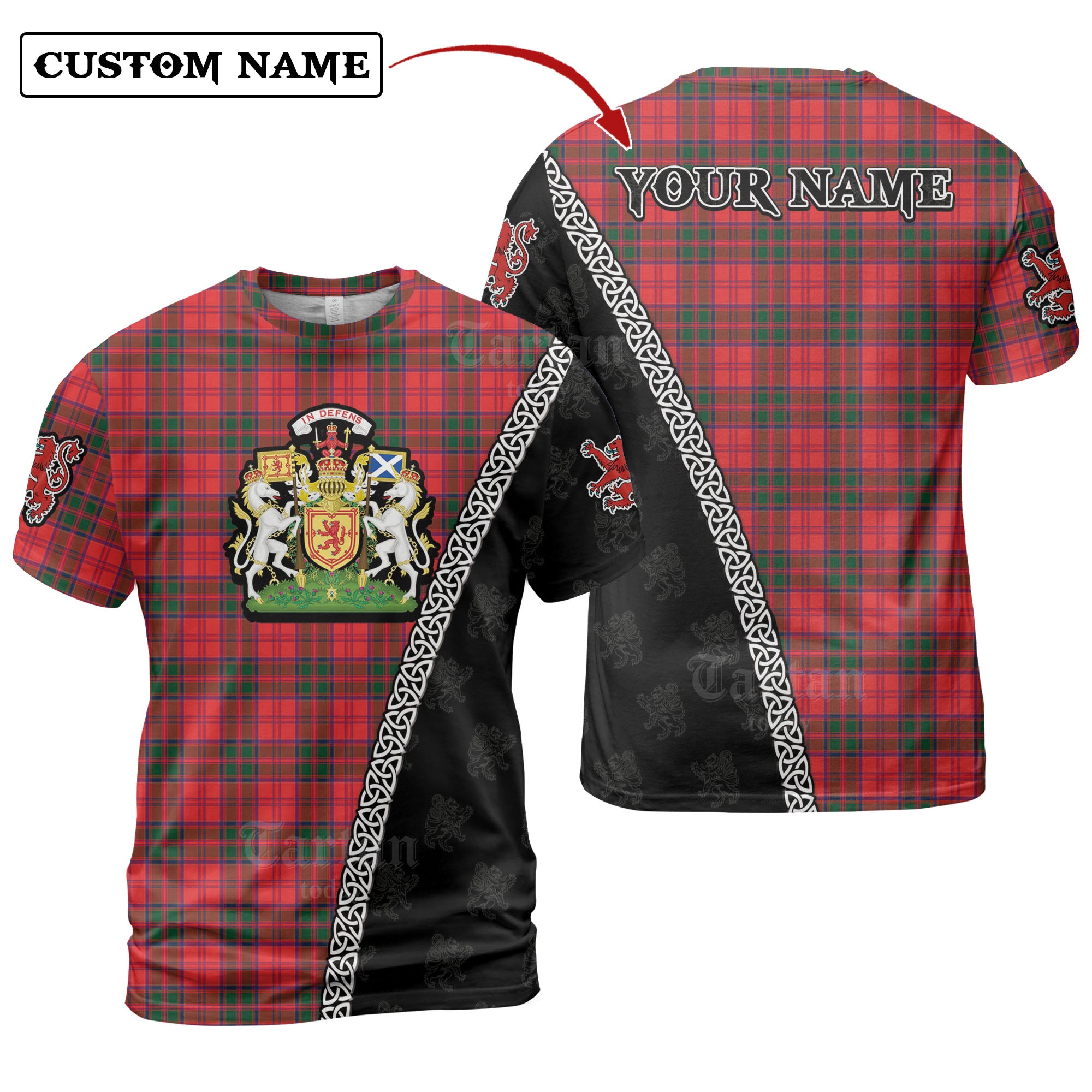Drummond Modern Tartan Shirt with Scotland Coat of Arms & Custom Name YJ45