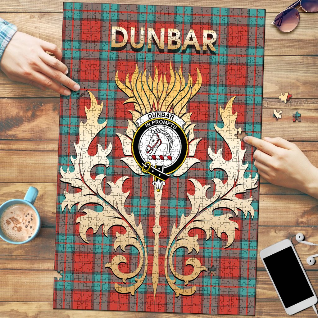 Clan Dunbar Ancient Tartan Crest Thistle Jigsaw Puzzles Gift For Family UQ28 Clan Dunbar Tartan Today   