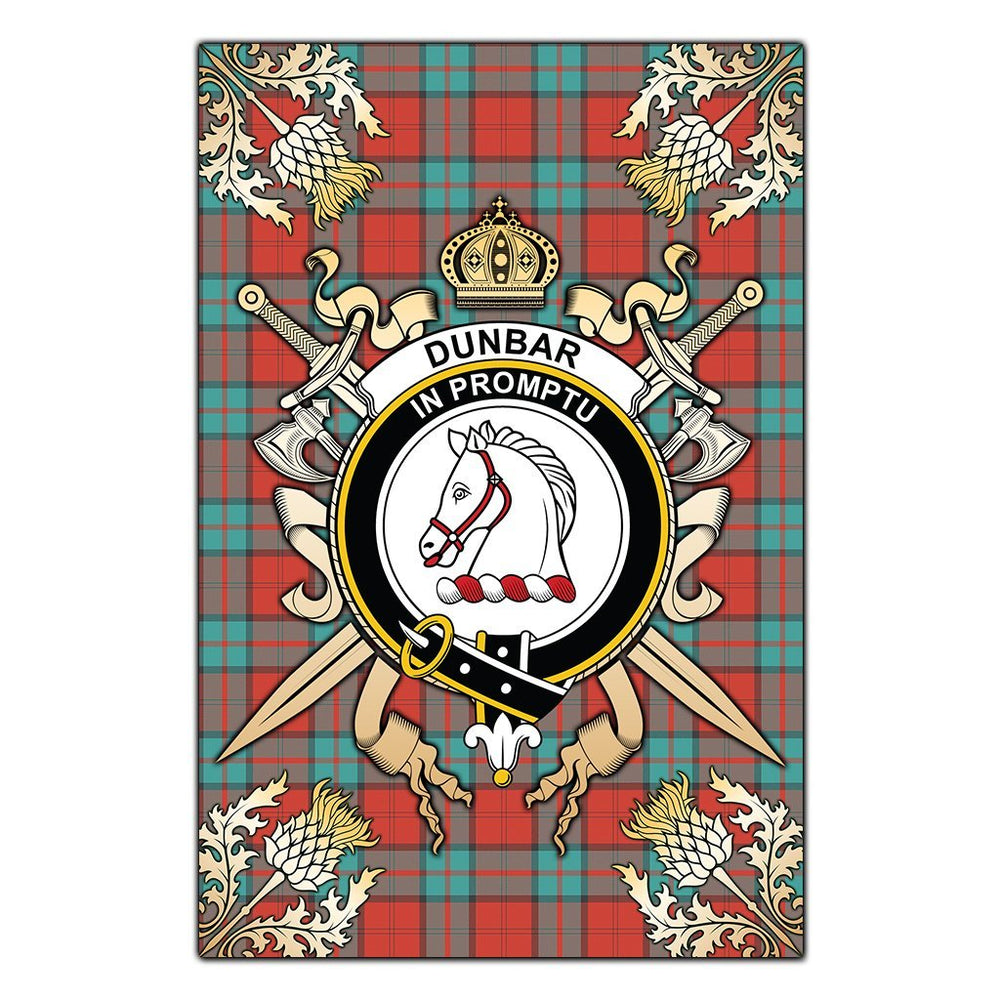 Clan Dunbar Ancient Tartan Crest Black Garden Flag  - Gold Thistle  WW19 Clan Dunbar Tartan Today   
