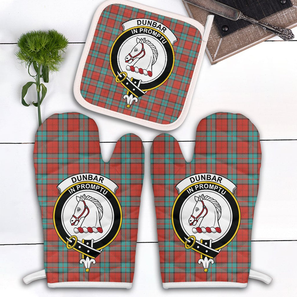 Clan Dunbar Ancient Tartan Crest Oven Mitt And Pot Holder (2 Oven Mitts + 1 Pot Holder) RJ38 Clan Dunbar Tartan Today   