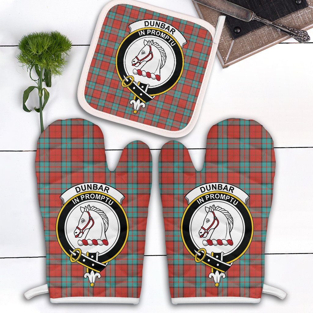 Clan Dunbar Ancient Tartan Crest Oven Mitt And Pot Holder (2 Oven Mitts + 1 Pot Holder) RJ38 Clan Dunbar Tartan Today   