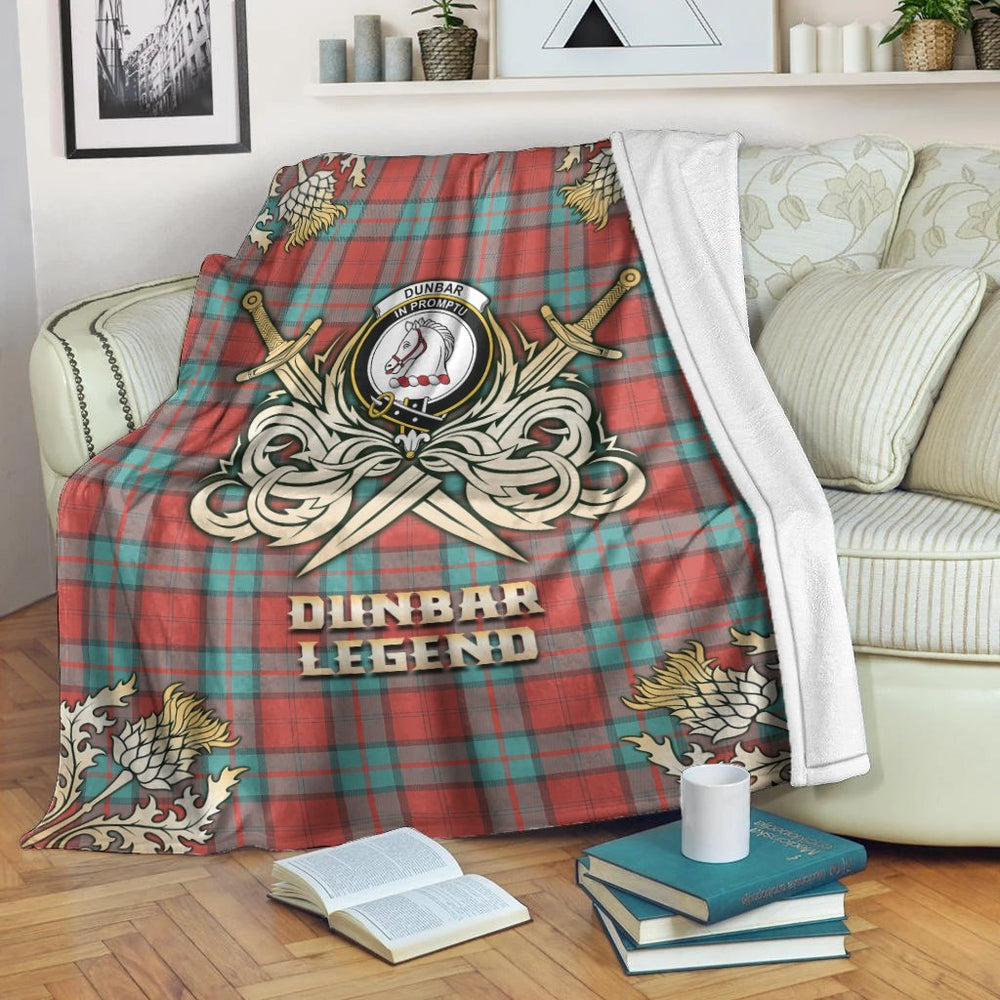 Clan Dunbar Ancient Tartan Gold Courage Symbol Blanket QS88 Clan Dunbar Tartan Today   