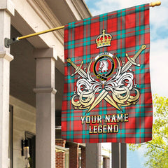 Custom Name Clan Dunbar Ancient Tartan Garden Flag with Clan Crest and the Golden Sword of Courageous Legacy ND61