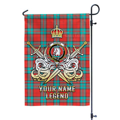 Custom Name Clan Dunbar Ancient Tartan Garden Flag with Clan Crest and the Golden Sword of Courageous Legacy ND61
