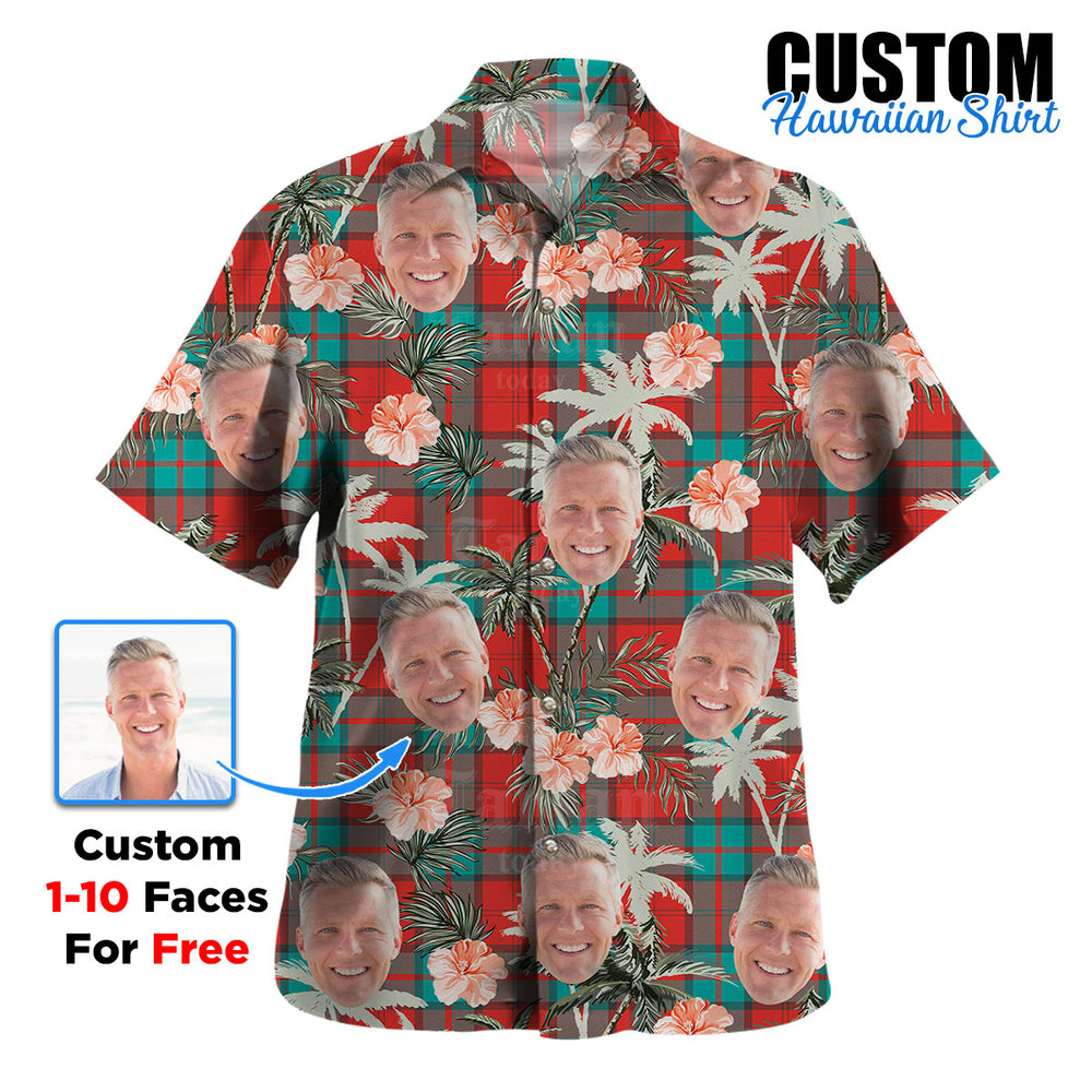 Clan Dunbar Ancient Tartan Custom Face Hawaiian Shirt – Unisex Gift for Family Members, Summer Party HI47 Dunbar Ancient Tartan Tartan Hawaii Shirt