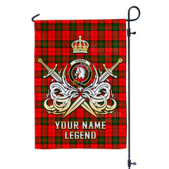 Custom Name Clan Dunbar Modern Tartan Garden Flag with Clan Crest and the Golden Sword of Courageous Legacy SK10