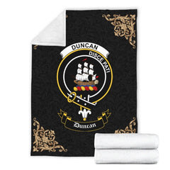 Clan Duncan Crest Tartan Premium Blanket Black GC36 Clan Duncan Tartan Today   