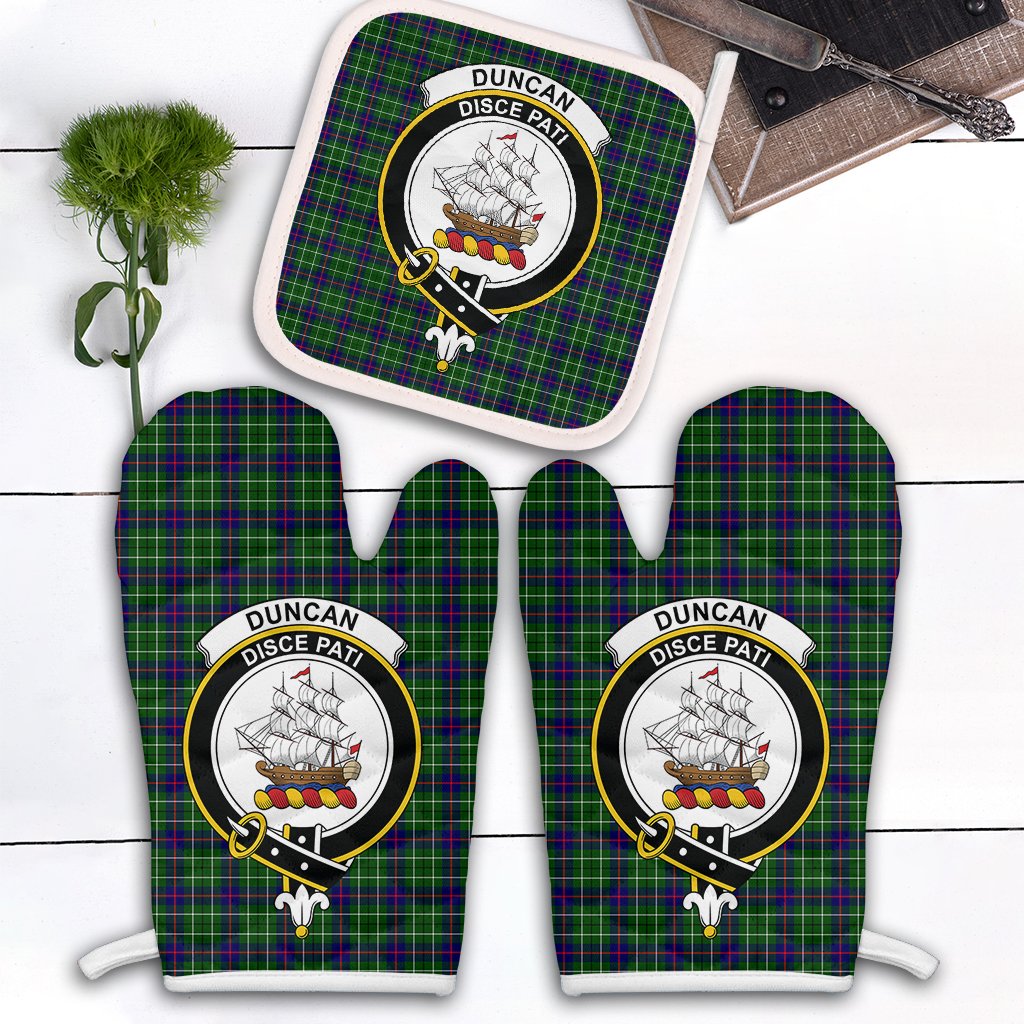 Clan Duncan Modern Tartan Crest Oven Mitt And Pot Holder (2 Oven Mitts + 1 Pot Holder) QR21 Clan Duncan Tartan Today   