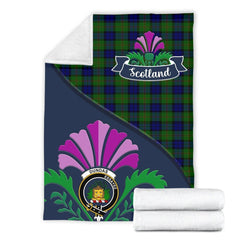 Clan Dundas Tartan Crest Premium Blanket Thistle Style LR11 Clan Dundas Tartan Today   