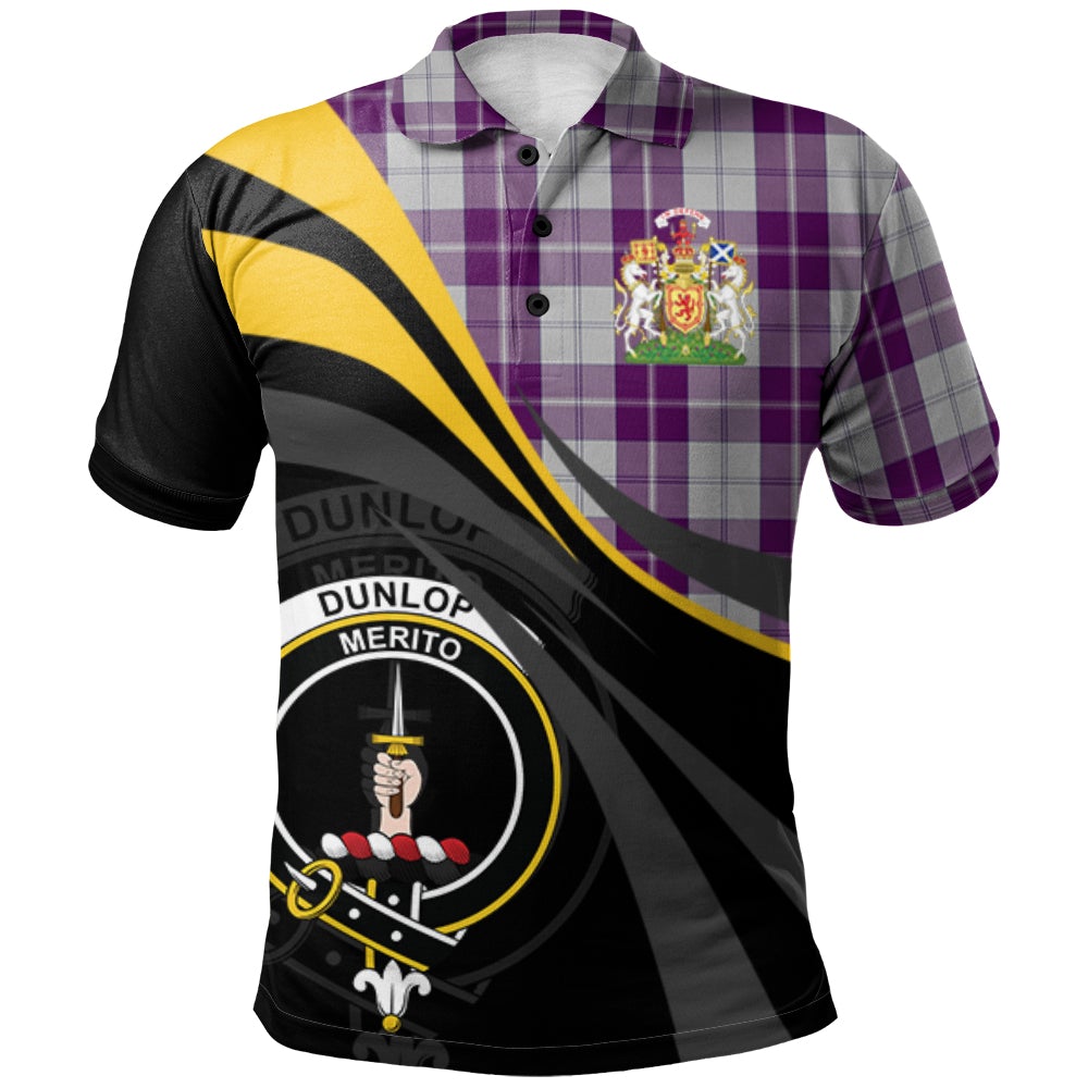 Clan Dunlop Dress Tartan Polo Shirt - Royal Coat Of Arms Style QW38 Dunlop Dress Tartan Tartan Polo   