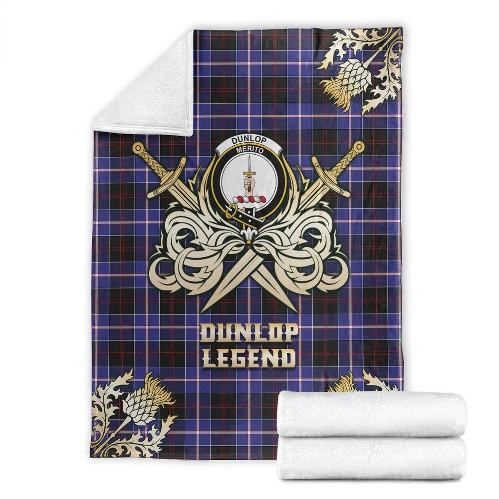 Clan Dunlop Modern Tartan Gold Courage Symbol Blanket JO93 Clan Dunlop Tartan Today   