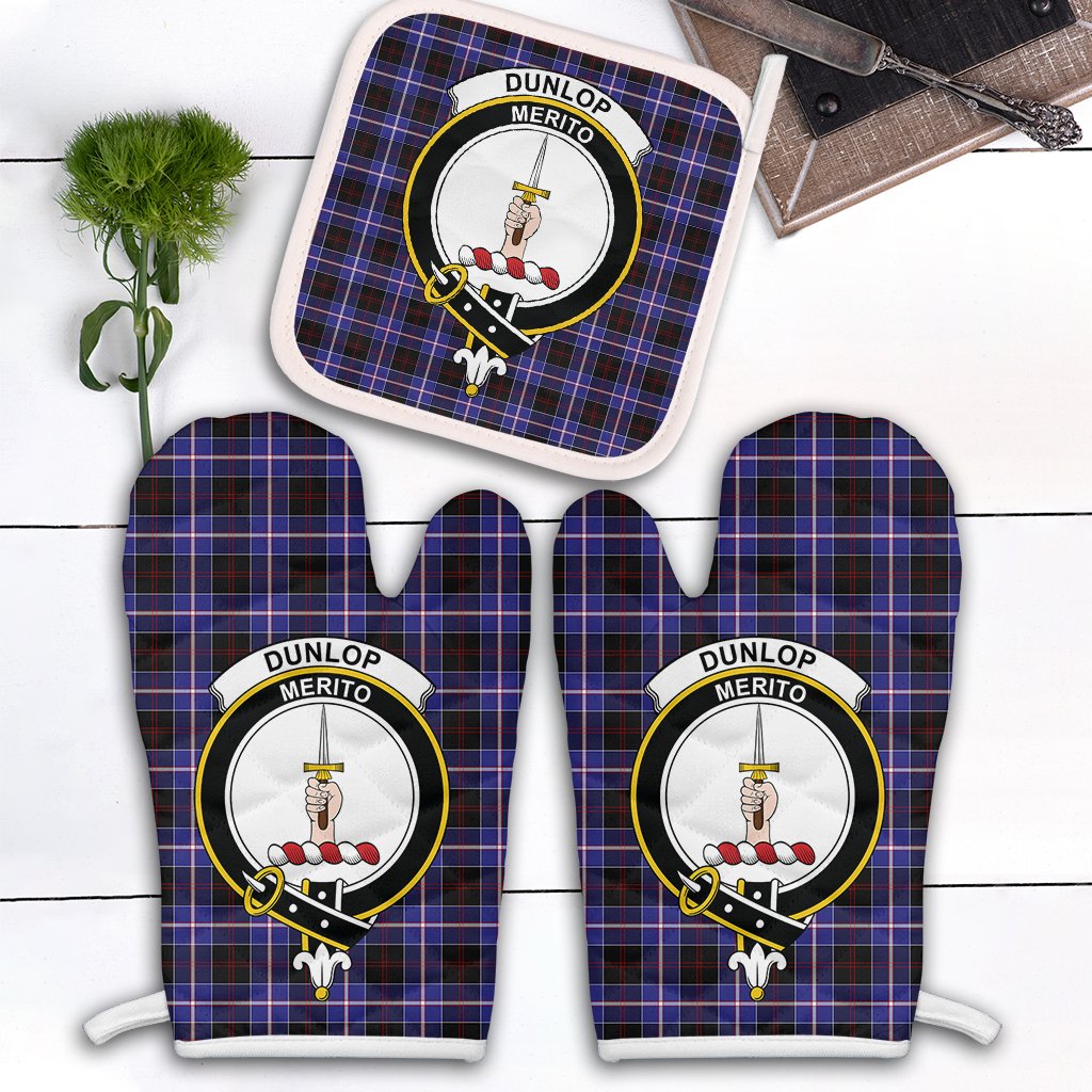 Clan Dunlop Modern Tartan Crest Oven Mitt And Pot Holder (2 Oven Mitts + 1 Pot Holder) WF21 Clan Dunlop Tartan Today   