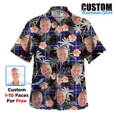 Clan Dunlop Modern Tartan Custom Face Hawaiian Shirt – Unisex Gift for Family Members, Summer Party