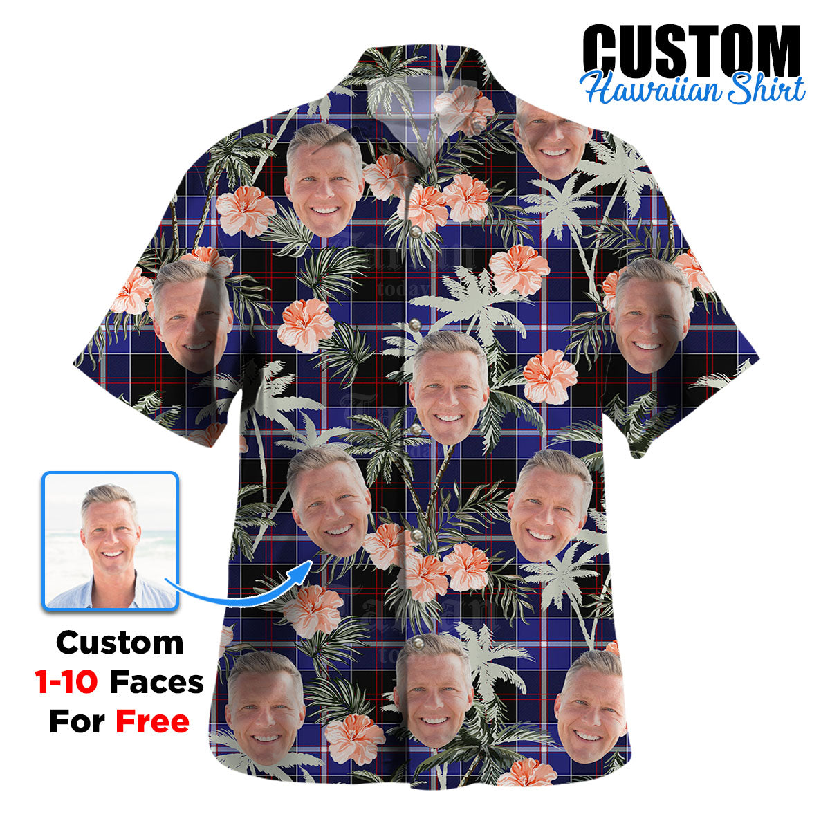Clan Dunlop Modern Tartan Custom Face Hawaiian Shirt – Unisex Gift for Family Members, Summer Party LQ12 Dunlop Modern Tartan Tartan Hawaii Shirt