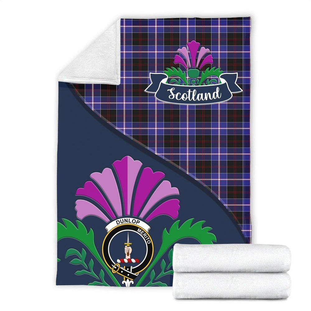 Clan Dunlop Tartan Crest Premium Blanket Thistle Style HT79 Clan Dunlop Tartan Today   