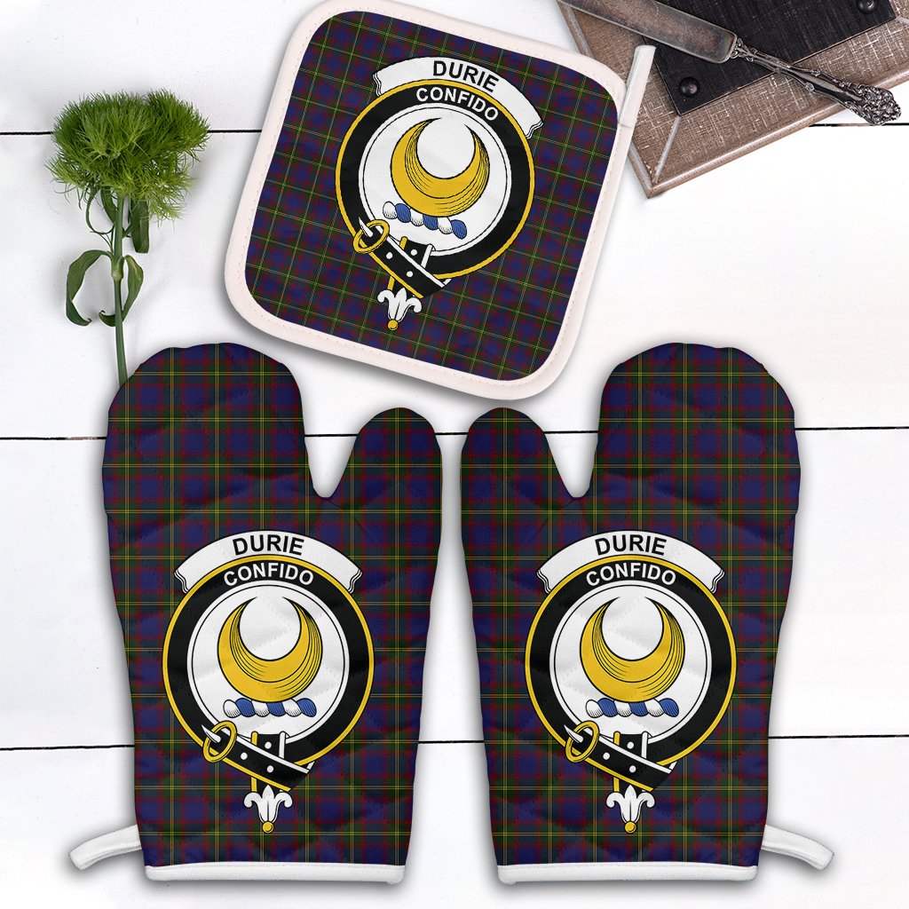 Clan Durie Tartan Crest Oven Mitt And Pot Holder (2 Oven Mitts + 1 Pot Holder) UN79 Clan Durie Tartan Today   