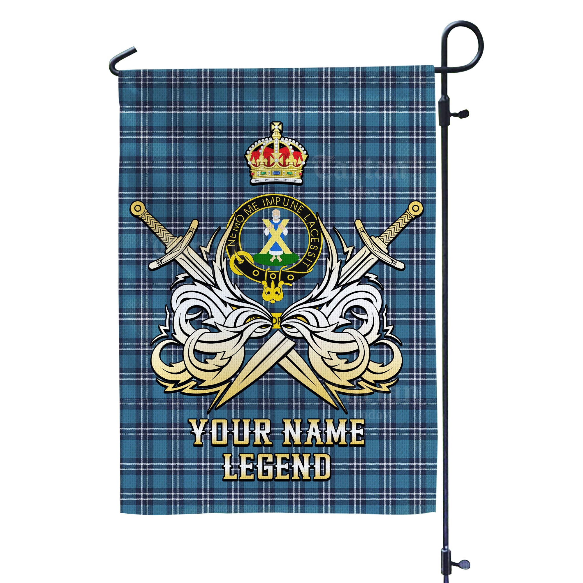 Custom Name Clan Earl of St Andrews Tartan Garden Flag with Clan Crest and the Golden Sword of Courageous Legacy ZT25