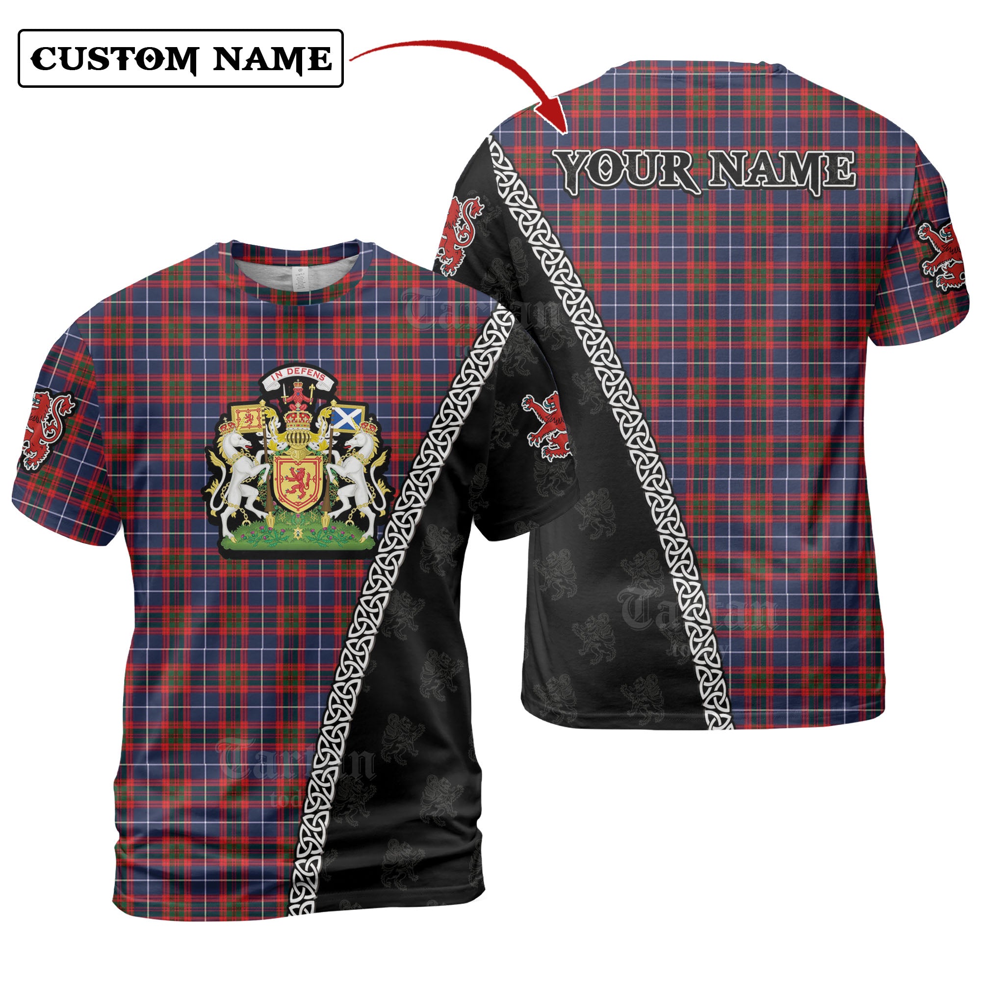 Edinburgh District Tartan Shirt with Scotland Coat of Arms & Custom Name KH44