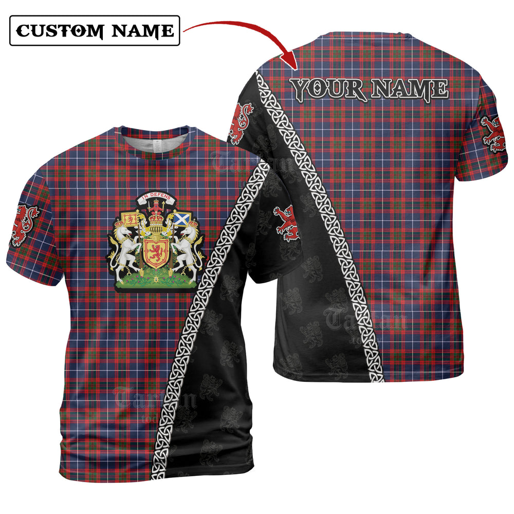 Edinburgh District Tartan Shirt with Scotland Coat of Arms & Custom Name KH44