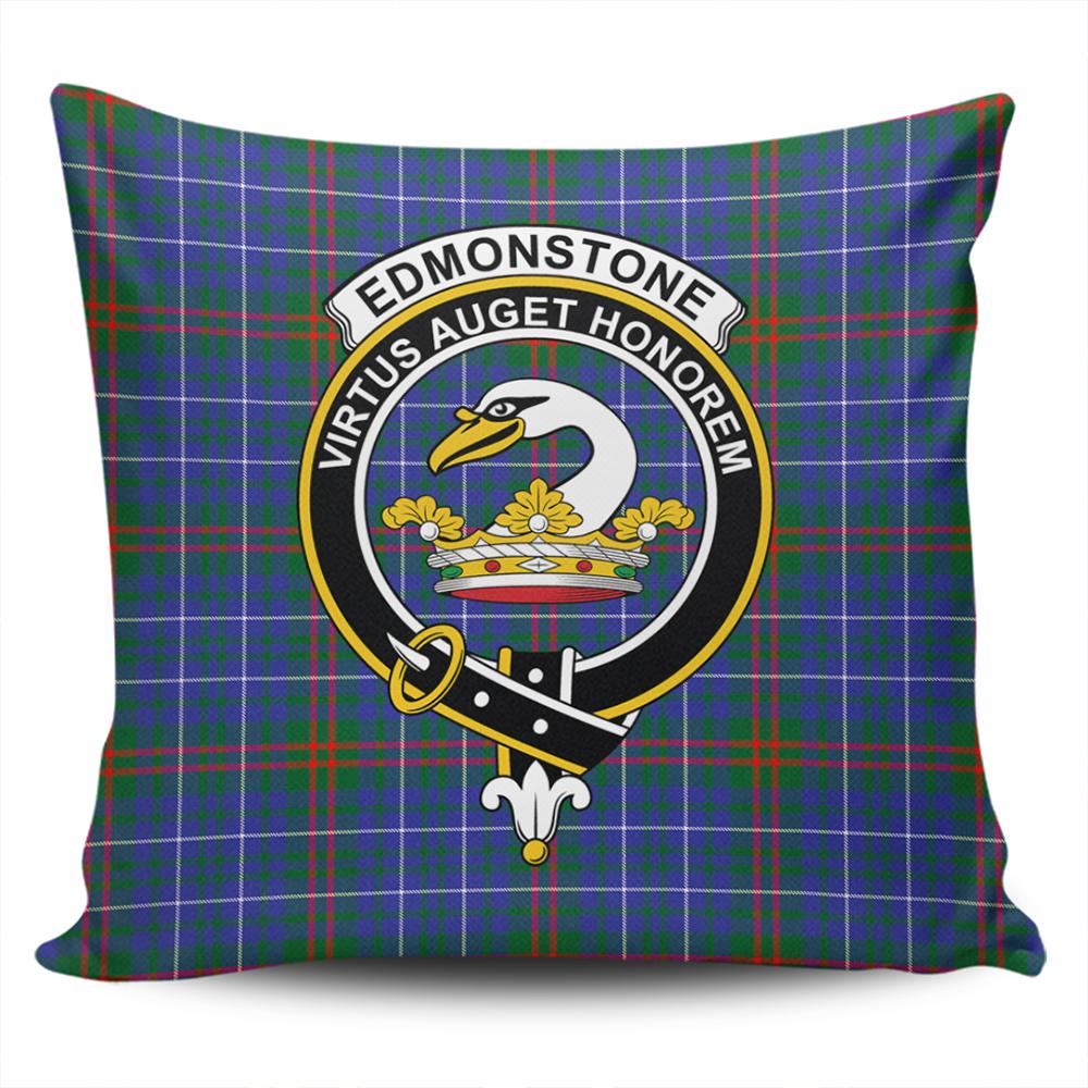 Clan Edmonstone Tartan Crest Pillow Cover HT72 Clan Edmonstone Tartan Today   