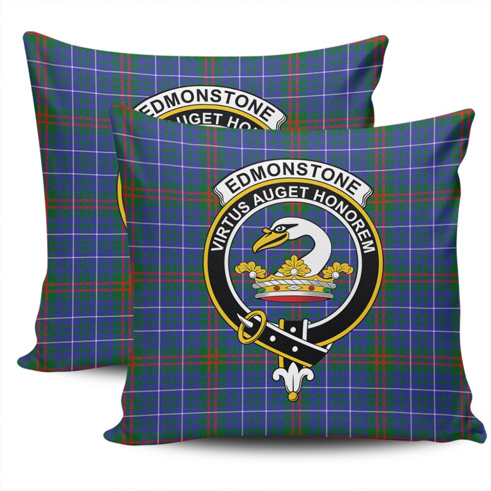 Clan Edmonstone Tartan Crest Pillow Cover HT72 Clan Edmonstone Tartan Today   