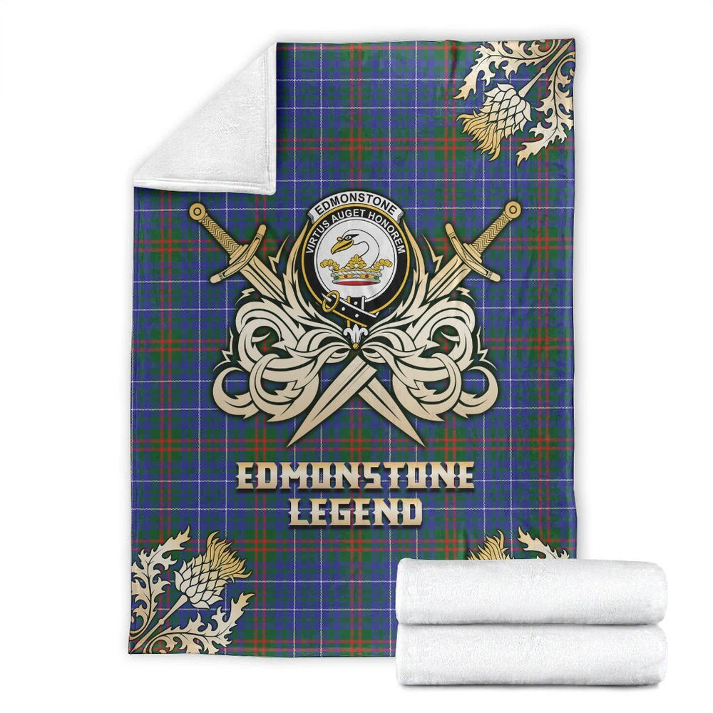 Clan Edmonstone Tartan Gold Courage Symbol Blanket YJ70 Clan Edmonstone Tartan Today   