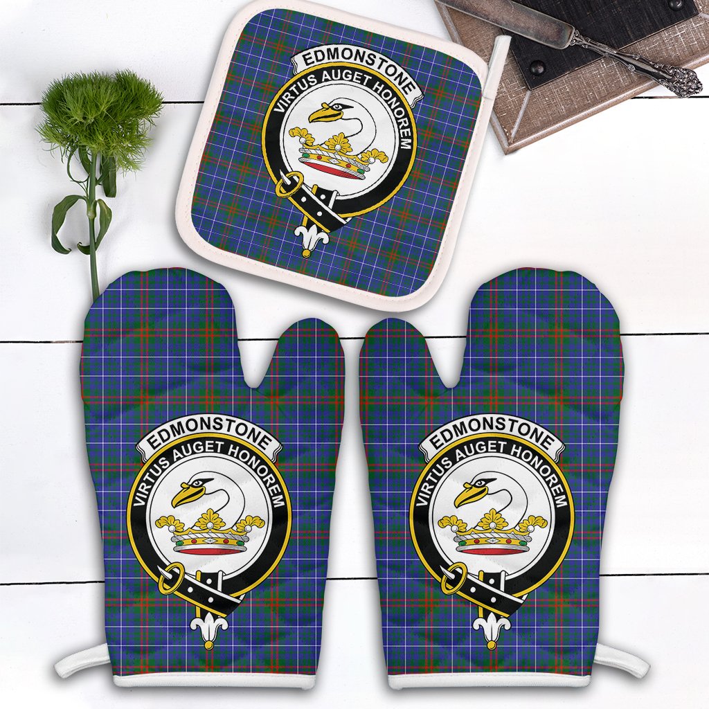 Clan Edmonstone Tartan Crest Oven Mitt And Pot Holder (2 Oven Mitts + 1 Pot Holder) ZL16 Clan Edmonstone Tartan Today   