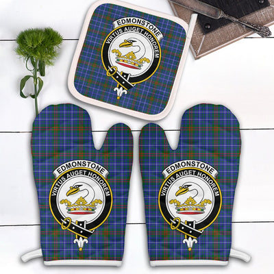 Clan Edmonstone Tartan Crest Oven Mitt And Pot Holder (2 Oven Mitts + 1 Pot Holder)