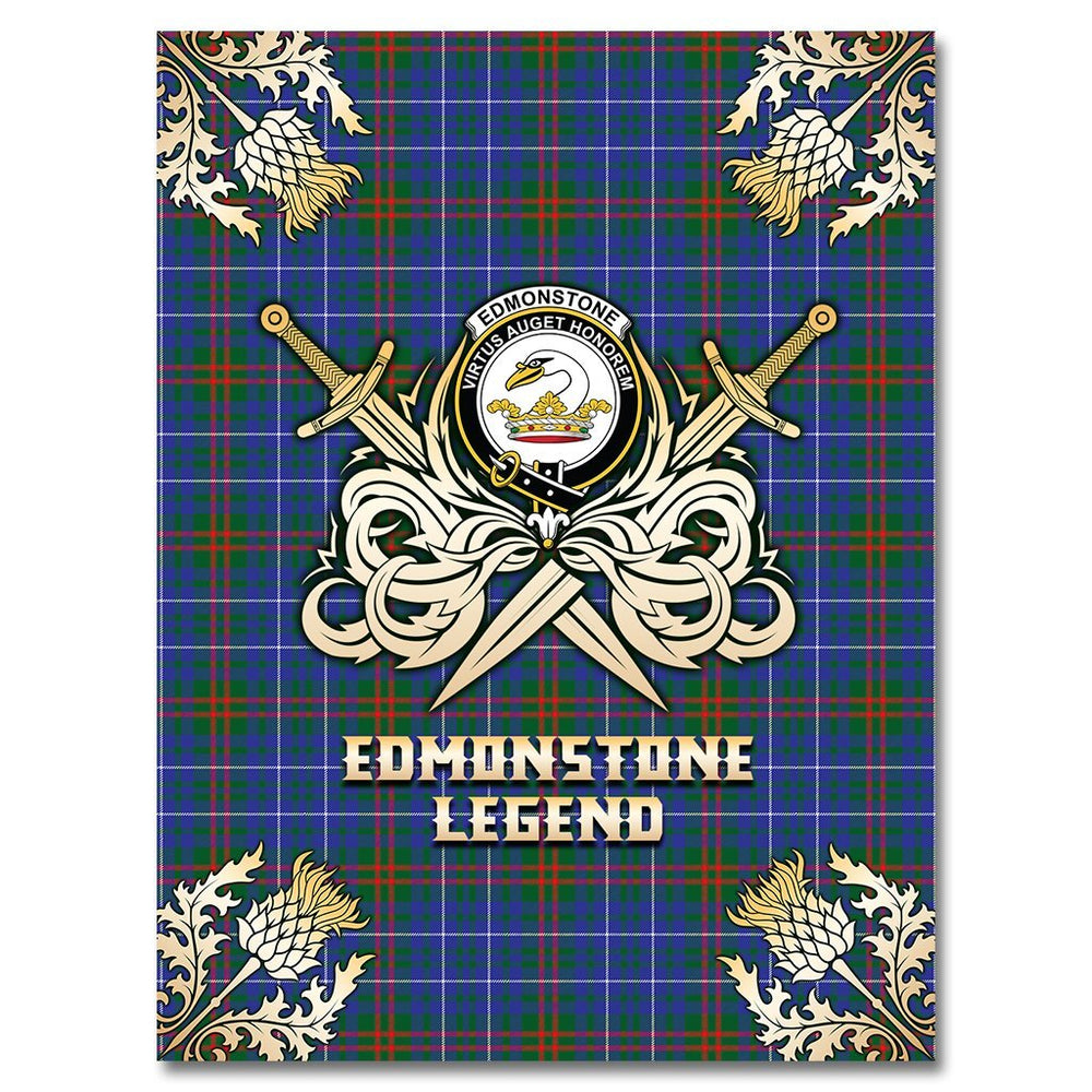 Clan Edmonstone Tartan Gold Courage Symbol Blanket YJ70 Clan Edmonstone Tartan Today   